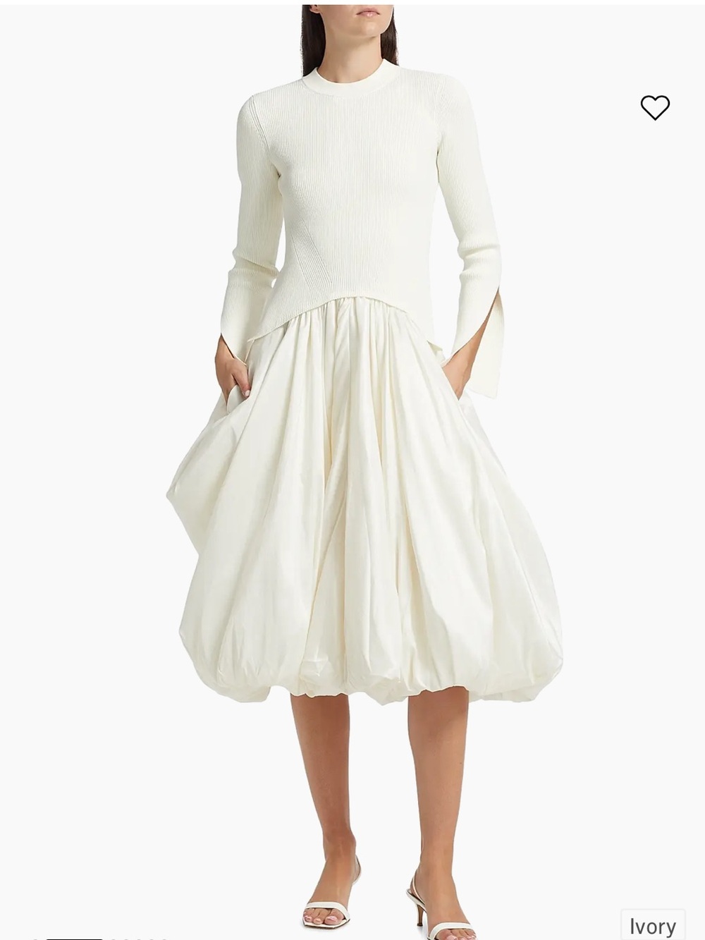 Kenlie Mixed-Media Bubble Skirt Midi-Dress